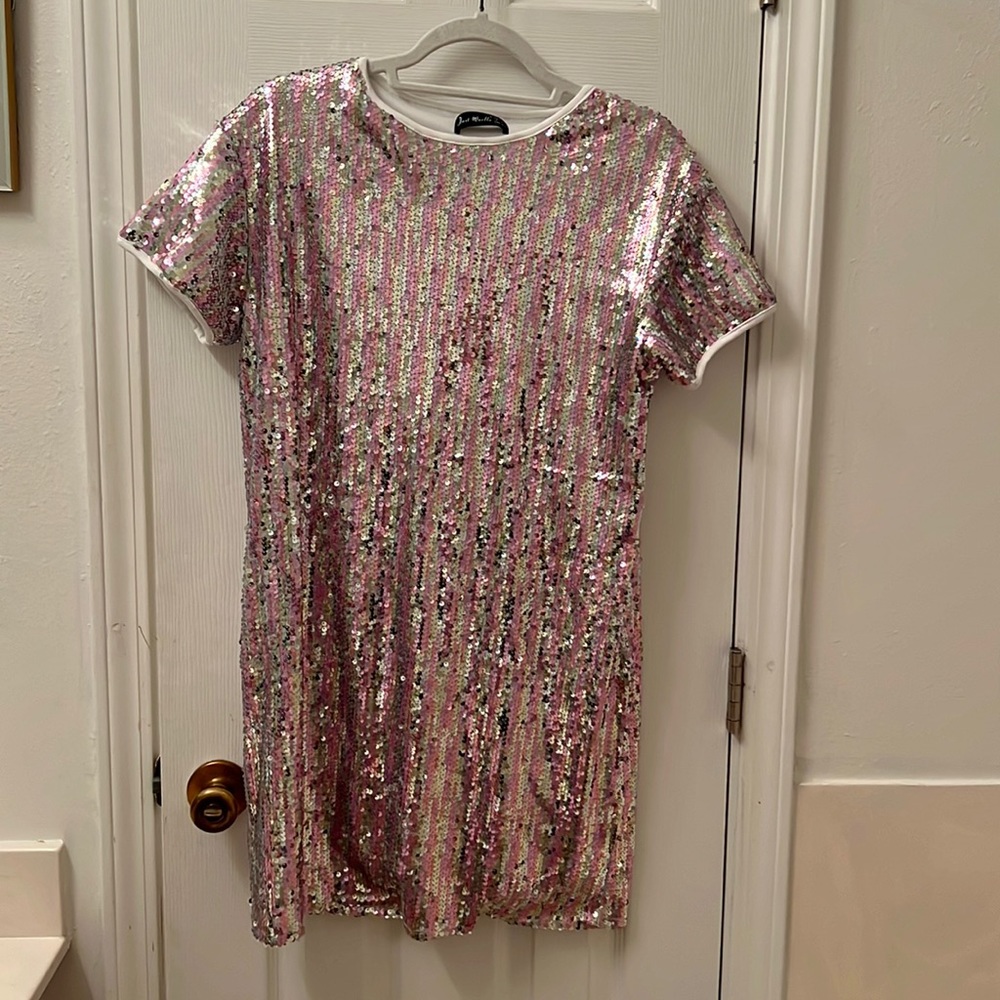 Just Quella Sequin Stripe Dress